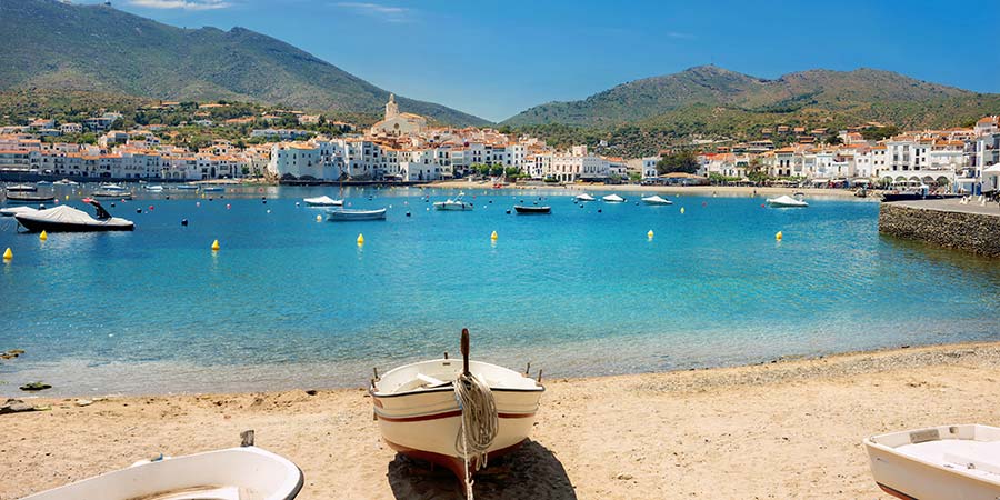 The beach of Cadaques, Spain on a sunny day.